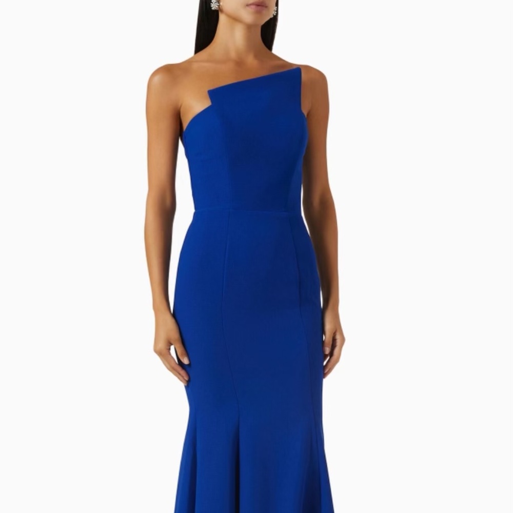 Nicole Bakti Asymmetrical Neckline Strapless Dress